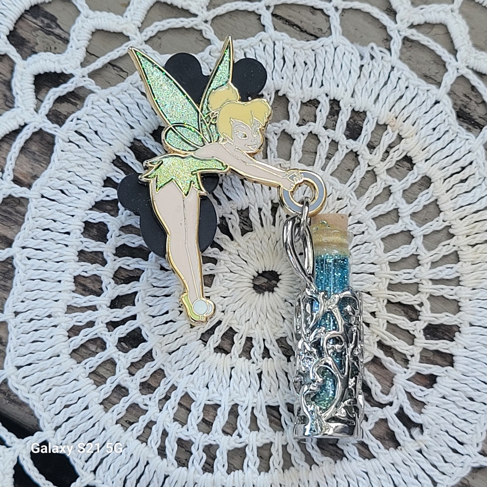 Disney Tinker Bell Brooch with Glittering Green and Silver Accents